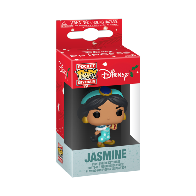 Figura colecionável Jasmine da Disney em caixa Pocket Pop! Keychain vermelha e azul