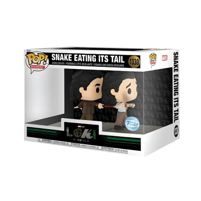 Caixa Funko Pop! com duas figuras da série Loki, com design branco, preto e janelas transparentes.