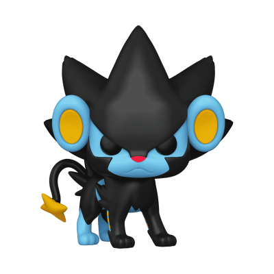 Figura vinyl toy leão/pantera azul e preta com orelhas negras e cauda amarela em estrela