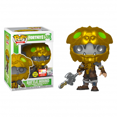 Figurine Funko Pop! Fortnite Battle Hound com capacete dourado e olhos verdes