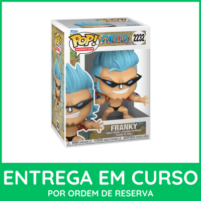 Figura Funko Pop! Franky da One Piece com cabelo azul e óculos