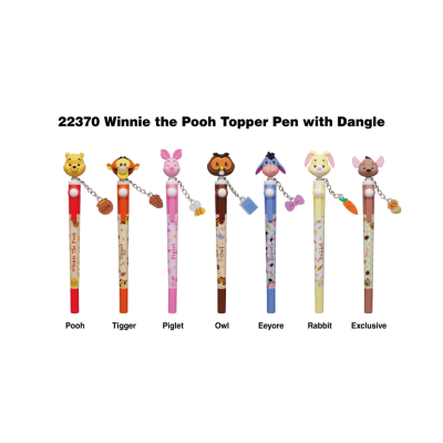 Set de canetas Winnie the Pooh com toppers de personagens e penduricalhos