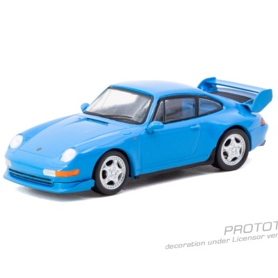 Miniatura carro desportivo azul com spoiler e jantes prateadas