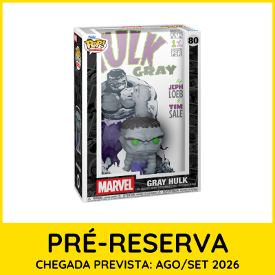 Boneco Funko Pop! Gray Hulk Marvel vinil com embalagem branca e texto de pré-reserva.