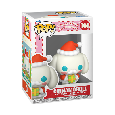 Figura POP! Cinnamoroll com chapéu de Pai Natal e presente na embalagem