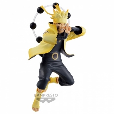 Figura de ação Naruto com roupa amarela e preta em pose dinâmica