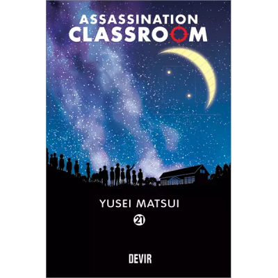Capa do livro Assassination Classroom com céu estrelado e texto