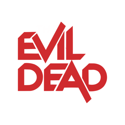 Logotipo vermelho EVIL DEAD em fundo branco