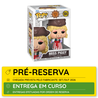 Figura Funko Pop! Miss Piggy em roupa de pirata dentro da caixa