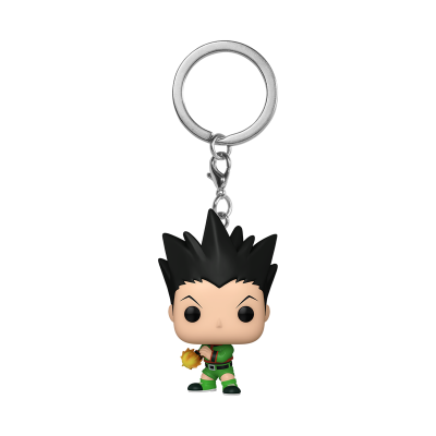 Porta-chaves Funko Pop do personagem Gon Freecss com cabelo preto e roupa verde