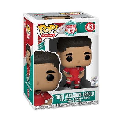 Figura de vinil Funko Pop! de Trent Alexander-Arnold com uniforme do Liverpool na embalagem