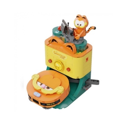 Brinquedo em blocos de montar de Garfield com base digital e figura no topo