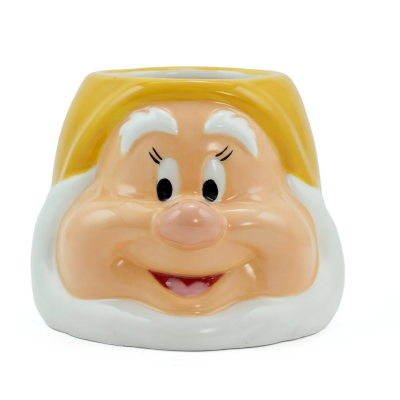 Cofre cerâmico com cara caricata amarela e branca