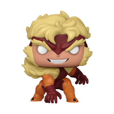 Figura colecionável Funko Pop com cabelo loiro e máscara vermelha