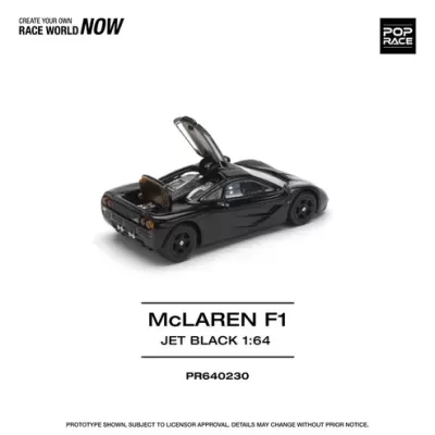 Miniatura de McLAREN F1 preto com porta traseira aberta
