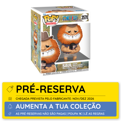 Figura de vinil Saul com Nico Robin da coleção POP Animation em caixa