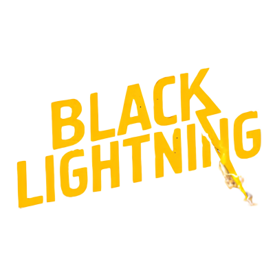 Letreiro amarelo com texto BLACK LIGHTNING