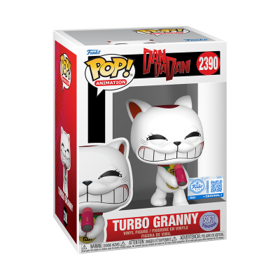 Figura Funko POP! Turbo Granny da série Dan Da Dan em embalagem de vinil com etiquetas coloridas