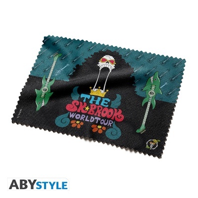 Pano de limpeza com design colorido e texto THE SK BROOK WORLD TOUR