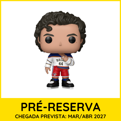 Figura Funko Pop camisa Brian 44 em fundo branco com moldura amarela e texto PRÉ-RESERVA