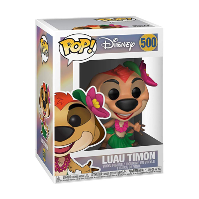 Boneco Funko Pop! Disney Timon número 500 com saia verde e flor rosa