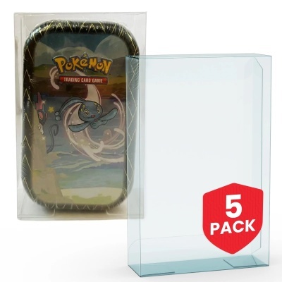 Estojo metálico Pokémon Trading Card Game com caixa plástica e etiqueta 5 PACK