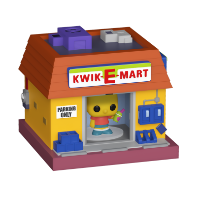 Miniatura da loja Kwik-E-Mart com figura dentro