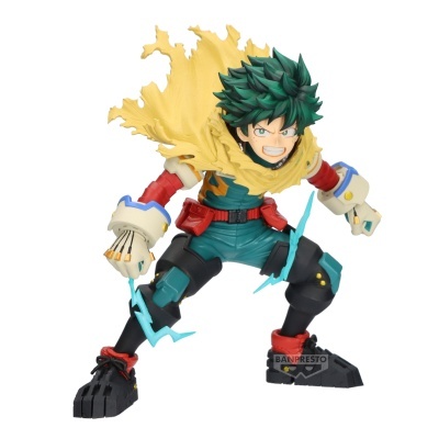 Figura de ação de personagem com capa amarela e cabelo verde