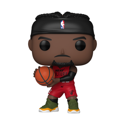 Figura Funko Pop jogador de basquetebol vestido de vermelho com bola na mão