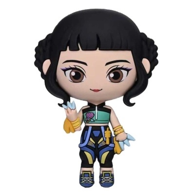Figura colecionável de vinil com roupa desportiva e acessórios coloridos