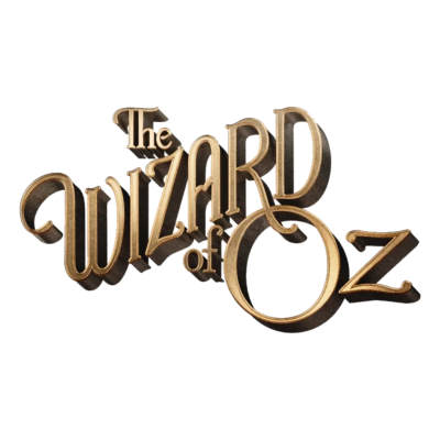 Logotipo The WIZARD of OZ letras douradas com sombra