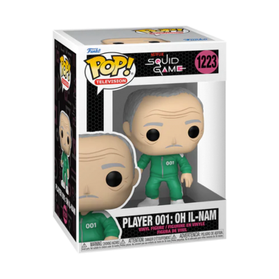 Figura Funko Pop Player 001: Oh Il-Nam da Squid Game em caixa
