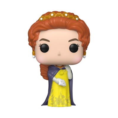 Figura Funko Pop de personagem feminina com vestido amarelo e cabelo ruivo trançado