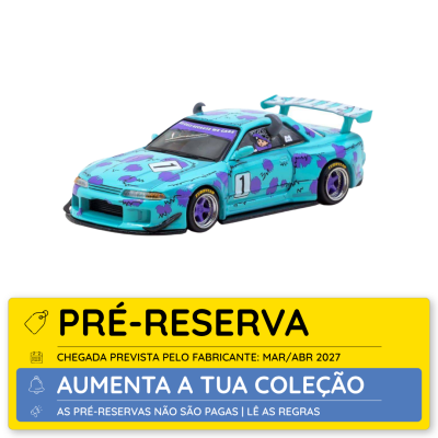 Modelo de carro desportivo azul e roxo com número 1 e asa traseira