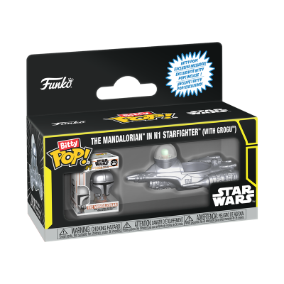 Caixa Funko Bitty Pop! Star Wars The Mandalorian com nave e figura