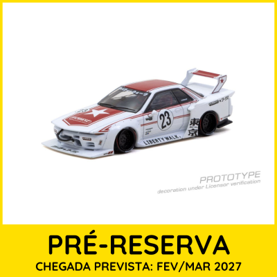 Miniatura de carro de corrida branco e vermelho com número 23 e decoração Liberty Walk