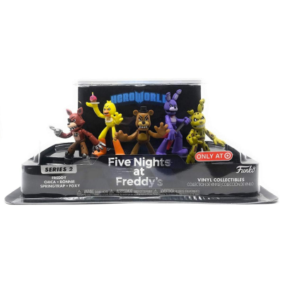 Conjunto figuras vinil Funko Five Nights at Freddy's personagens Freddy Chica Bonnie Springtrap Foxy embalagem preta