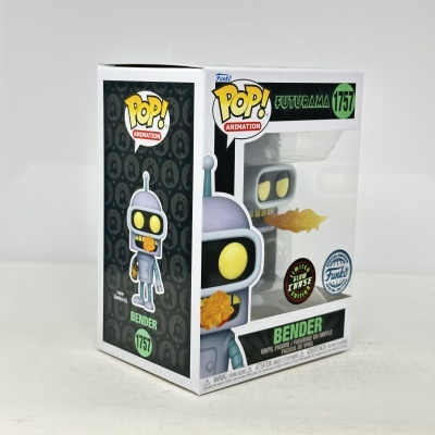 Embalagem de Funko Pop! Bender Futurama com detalhes e texto na caixa