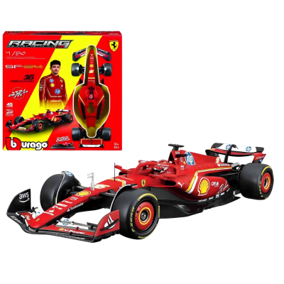 Miniatura carro Fórmula 1 vermelho com caixa Bburago SF-24 Charles Leclerc