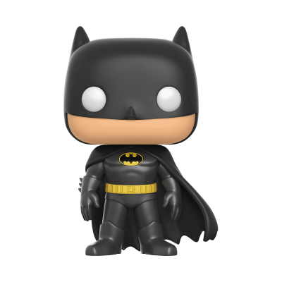 Figura colecionável do Batman preta com cinto e símbolo amarelos