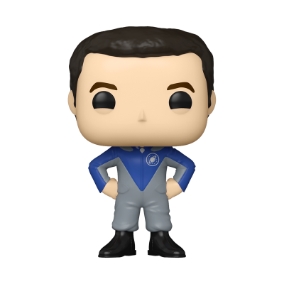 Figura Funko Pop de homem com macacão cinzento e azul