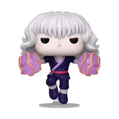 Figura Funko Pop anime com cabelos brancos e luvas lilás