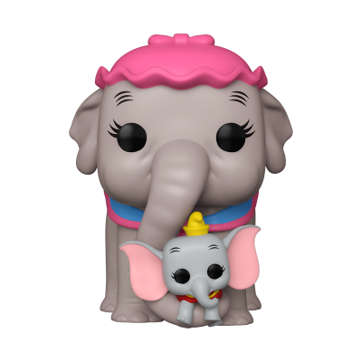 Figura Funko Pop elefante rosa e cinza com elefantinho pequeno