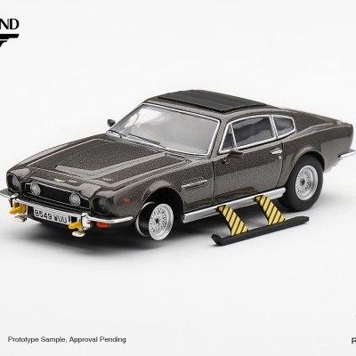 Miniatura de carro clássico James Bond 007 cinza com suporte