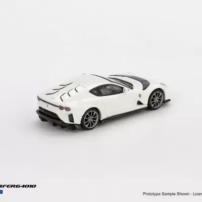 Miniatura de carro desportivo Ferrari branco com detalhes pretos