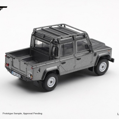Miniatura de carro pick-up Land Rover cinza metálico com estrutura de teto e matrícula 34 AR 1597