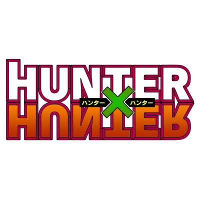 Logotipo HUNTER HUNTER com um X verde no centro e texto japonês