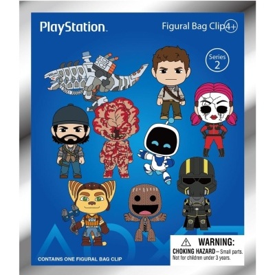 Conjunto de figuras PlayStation Figural Bag Clip Série 2 em embalagem azul