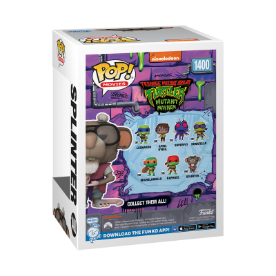 Embalagem Funko Pop! Teenage Mutant Ninja Turtles Mutant Mayhem nº 1400 com imagens das personagens
