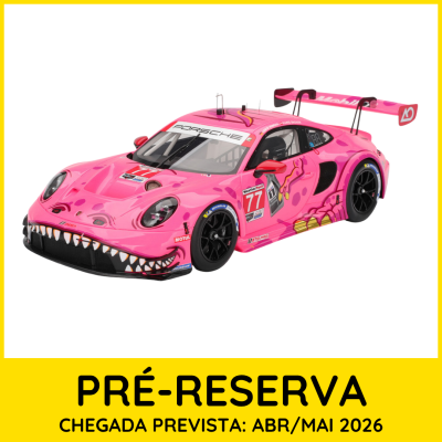 Miniatura de carro de corrida Porsche cor-de-rosa com estampas e decalques